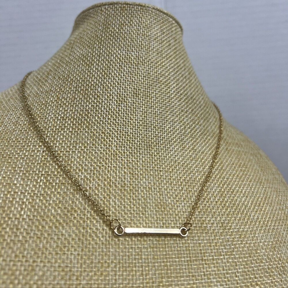 Gold Tone Cable Chain Bar Pendant Fashion Necklace
